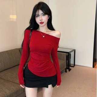 Áo kiểu lệch vai dài tay nữ ,áo thun trễ vai một bên ôm body chất thun tăm co giãn cực tôn dáng,gợi cảm dễ mix đồ