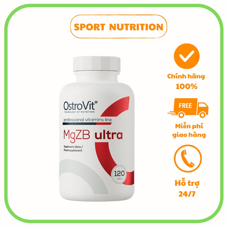 OstroVit MgZB Ultra- 120 viên uống giúp hỗ trợ giấc ngủ , phát triển cơ bắp và sức khỏe toàn diện