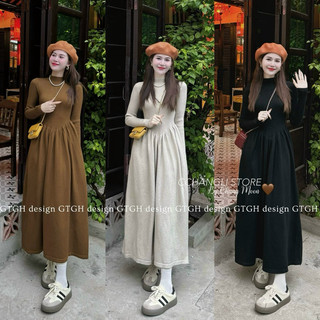Váy len bồng dáng dài maxi