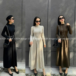 Váy len bồng dáng dài maxi