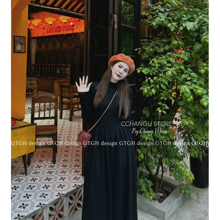 Váy len bồng dáng dài maxi