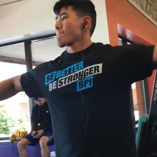 Áo Thun Ngắn Tay Dáng Thể Thao Thoáng Mát BPI BE BETTER BE STRONGER Màu Đen