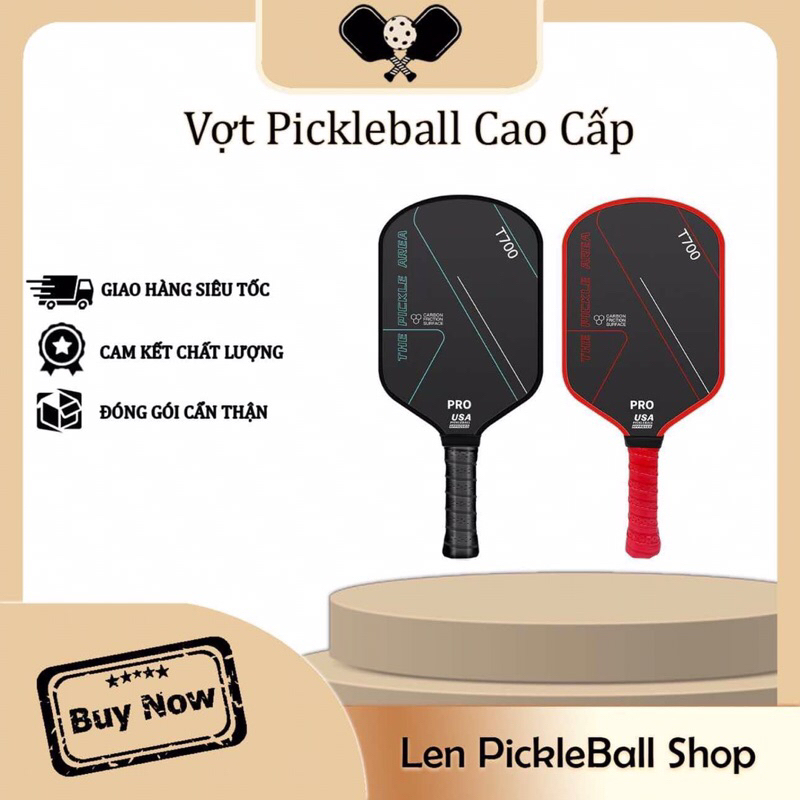 Vợt PickleBall T700 Pro Mẫu Mới Hàng Loại 1 Mặt Vợt Nhám, Sợi Carbon T700