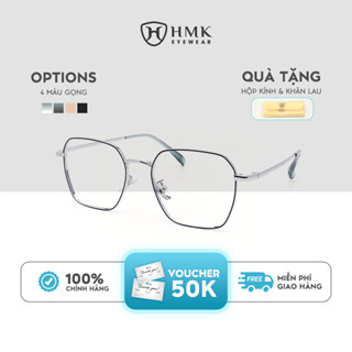  Gọng Kính Kim Loại HMK Eyewear Dáng Đa Giác Vuông Sang Trọng Siêu Phẩm Cho Mặt Tròn - KL66038 