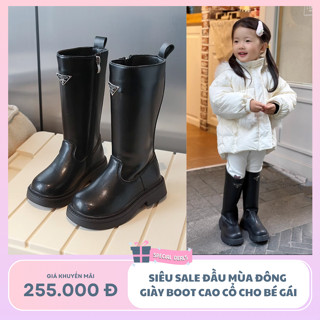 Giày Cho Bé Gái Boot Cao Cổ Mùa Đông Giày Bốt Cho Bé Gái Hot Da Mềm Form Đẹp Đế Nhẹ Lót Lông Ấm Áp