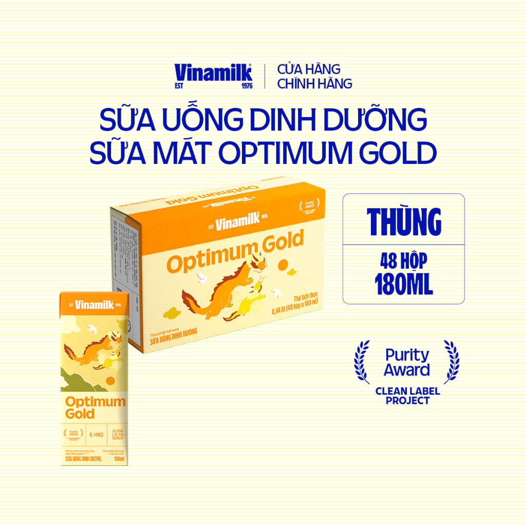  Thùng 48 hộp sữa bột pha sẵn Vinamilk Optimum Gold 180ml 