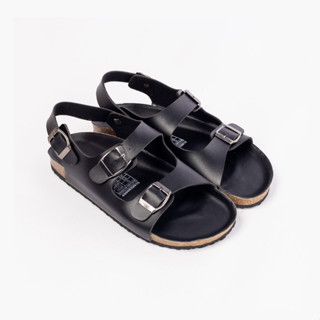 Giày Sandal quai hậu Unisex nam nữ văn phòng đế trấu hai quai ngang da PU - PU02