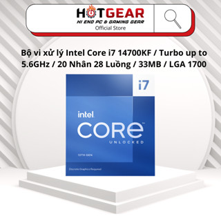 Bộ vi xử lý Intel Core i7 14700KF / Turbo up to 5.6GHz / 20 Nhân 28 Luồng / 33MB / LGA 1700  Fullbox mới 100% bảo hành 3