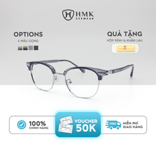 Gọng Kính Cận HMK Eyewear Nửa Viền Kim Loại Dáng Tròn Bầu Thời Trang Nam Nữ Hạn Chế Gỉ Sét - NV9889