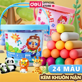  Đất Nặn Đất Sét Nhiều Màu Deli Chất Liệu An Toàn 12 24 Màu Hộp Nhựa Tròn Có Quai Xách Tăng Kèm Khuôn Đồ Chơi Cho Bé 