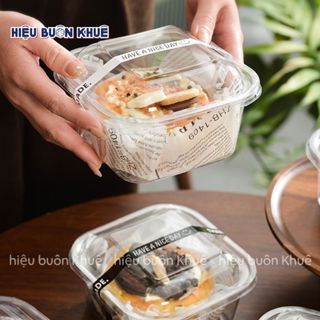 50 Hộp Nhựa Đựng Bánh Phô Mai Cháy, Bông Lan Phú Sĩ Cadé, Bánh Than Tổ Ong, Bánh Các Loại 650ml [W110]