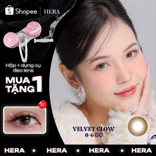  Kính Áp Tròng Hera Nâu Ánh Nhung Mượt Mà 0 - 6 Độ VELVET GLOW Nhập Khẩu Hàn Quốc Lens Cận 6 Tháng 