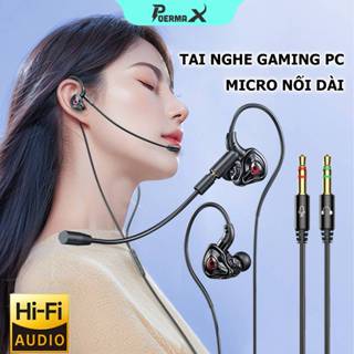 Tai nghe có dây nhét tai máy tính PC dây dài 3m jack đôi 3.5mm- Poermax G59