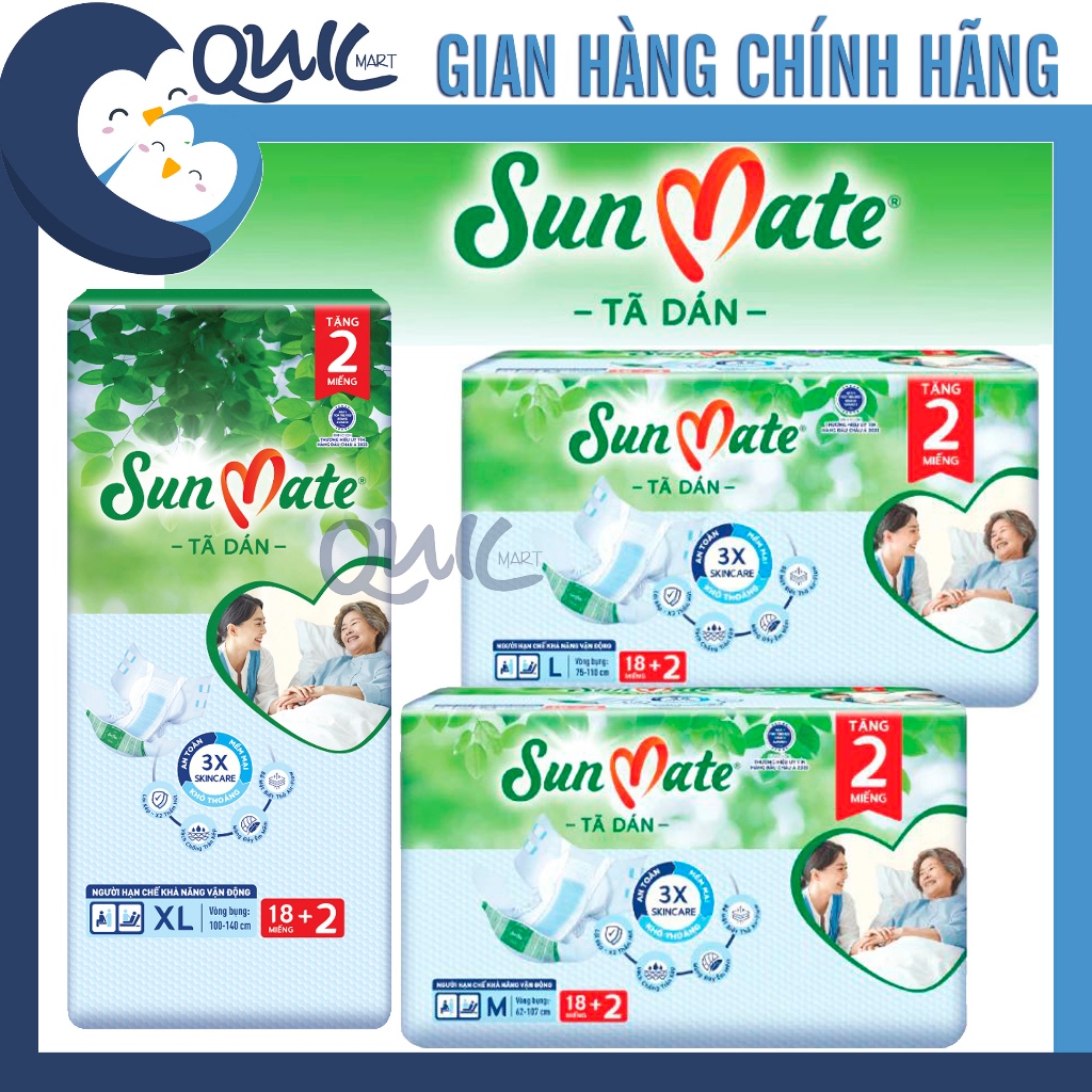 Tã dán Người già Sunmate M18+2/ L18+2/ XL18+2/ M10/ L10/ XL10