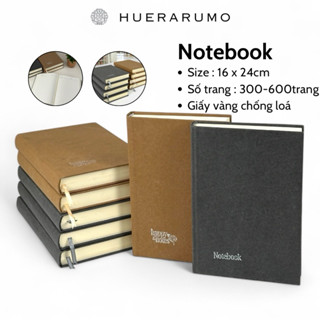 Sổ bìa cứng B5 HUERARUMO, 300-600 trang giấy Bookpaper màu vàng nhạt, in offset, khâu chỉ, bìa vải giấy.