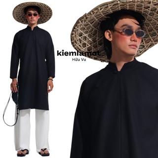 Áo dài ngũ thân Kiếm Là Mốt Hữu Vu màu đen vải linen không bao gồm quần áo dài tết - Menswear