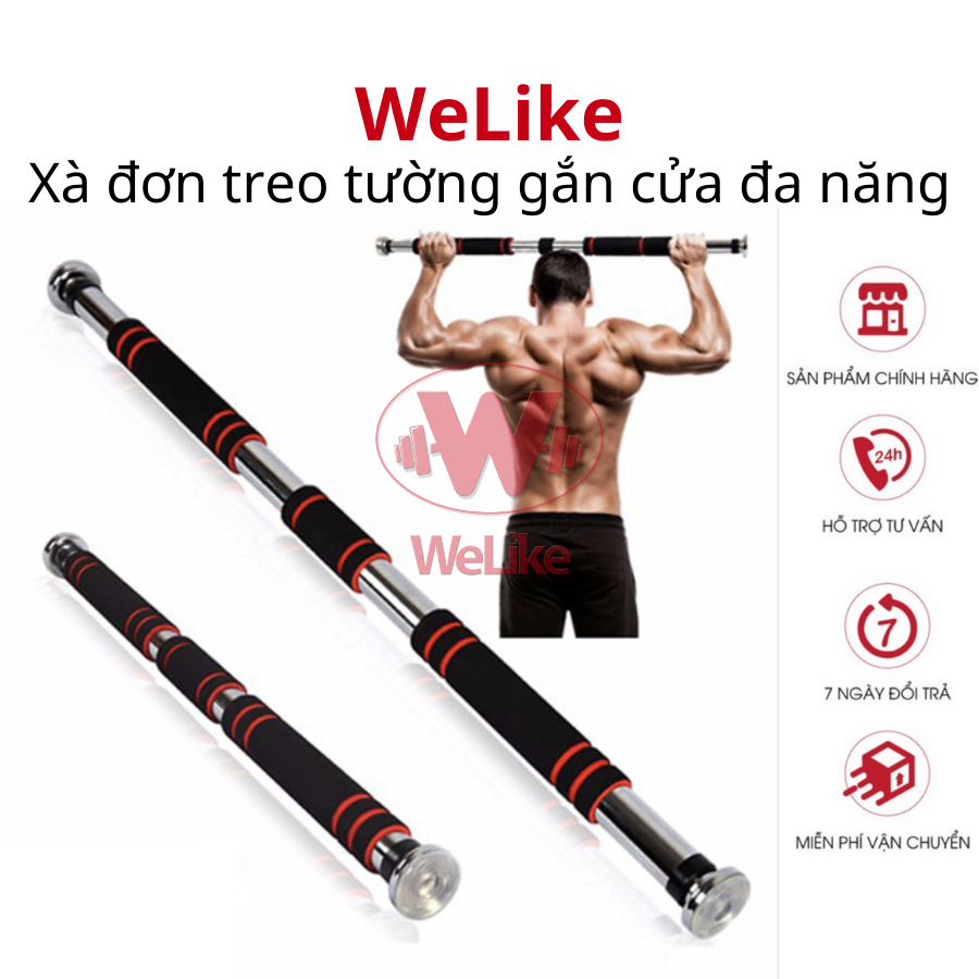 Xà đơn gắn cửa Welike - Xà đơn treo tường cao cấp đa năng tập gym thể hình Thanh xà đơn treo trường nhiều cỡ 60-150cm