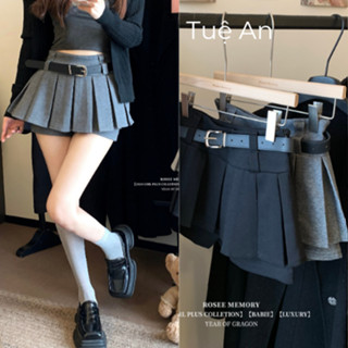 Chân váy ngắn xếp ly có đai thắt lưng eo cao quần bảo dầy dặn cùng chất Cao Cấp Q.C Mã [ONE008]