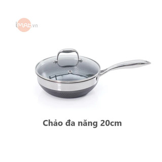  Chảo sâu lòng đa năng iMat Hybrid Blackcube phủ chống dính gốm Ceramic màu đen kích cỡ 20 cm  
