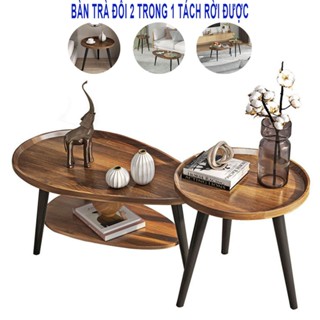 Bàn sofa phòng khách 2 trong 1 decor phòng khách đẹp - Bàn trà sofa gỗ, Bàn trà đôi tách rời làm 2 bàn trà góc sofa được