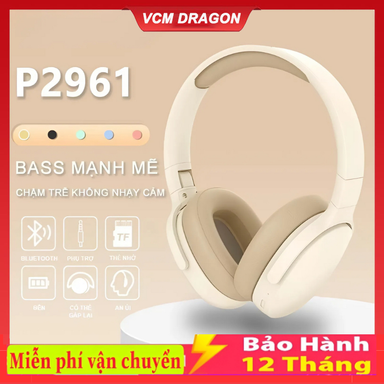 Tai Nghe Bluetooth P2961 / P47 / Y08 Không Dây, Tích Hợp Microphone, âm Bass Sâu, Màu Sắc đáng Yêu