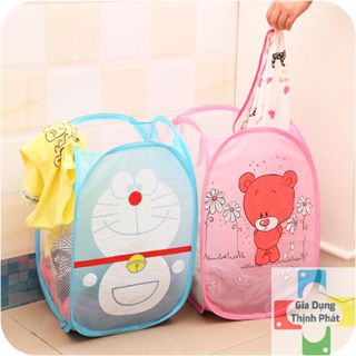  Rổ đựng quần áo cuộn tròn tiện lợi đựng đồ dơ dễ gấp gọn họa tiết dễ thương GD18-RQA 