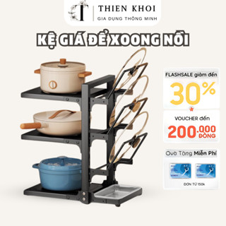 [Top Bán Chạy] Giá Kệ Để Xoong Nồi Chảo 3-4-7 Tầng ,Có Cài Vung 2 Màu Sắc Điều Chỉnh Linh Hoạt