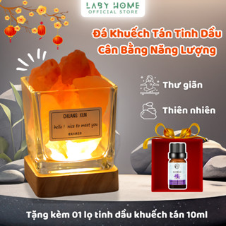 Combo Cốc Đá Khuếch Tán Tinh Dầu Xông Phòng Chữa Lành, Đèn Đá Muối Himalaya Cao Cấp Giảm Căng Thẳng