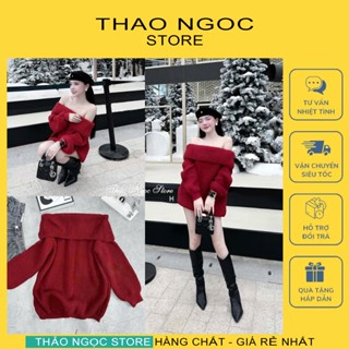  Áo len nữ trễ vai tay dài form rộng giấu quần hàng nhập QC!  có sẵn hình thật  THẢO NGỌC STORE 