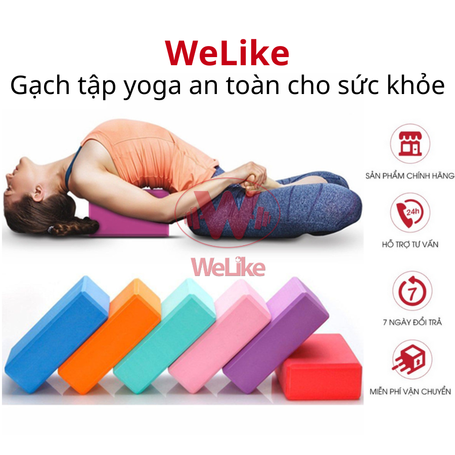 Gạch tập yoga Welike - Gạch tập block yoga in hoa Mandala cao cấp 180g 300g chất EVA cứng gấp 3 loại thường tập hiệu quả