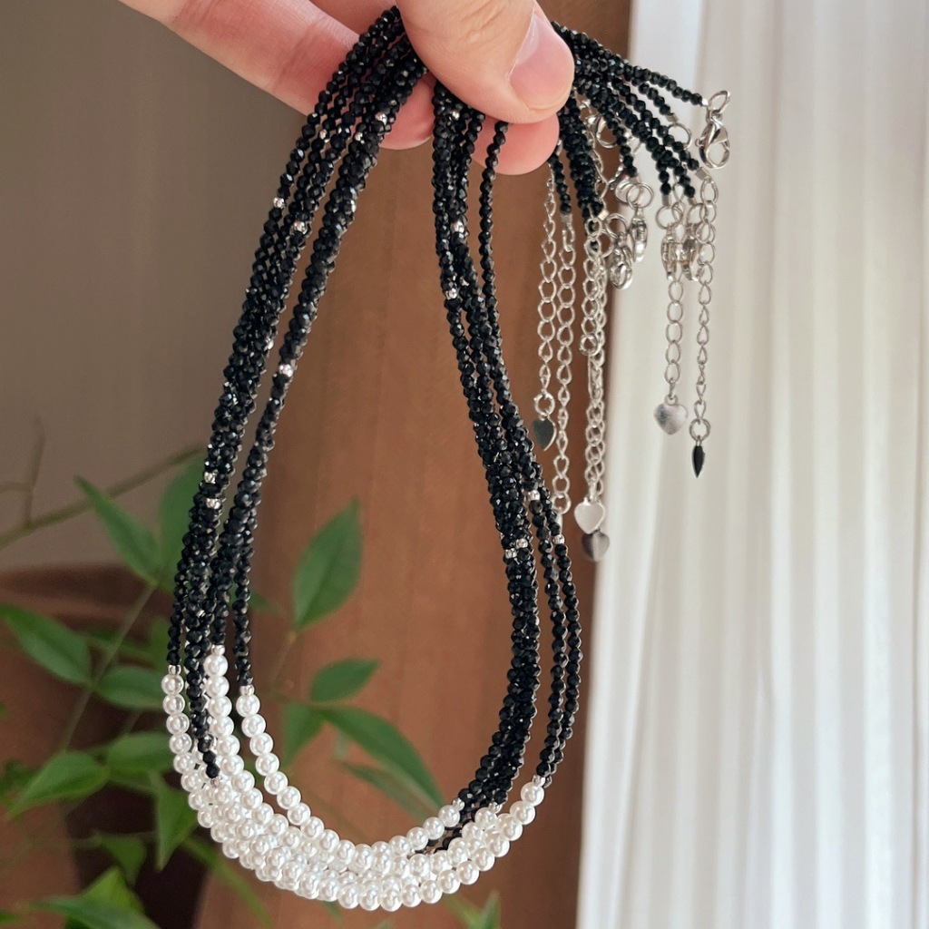 Vòng cổ pha lê phối ngọc trai nhân tạo PL4