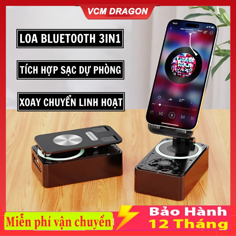 Loa Bluetooth Kèm Giá Đỡ Điện Thoại Kiêm Sạc Dự Phòng Siêu Hot 2024