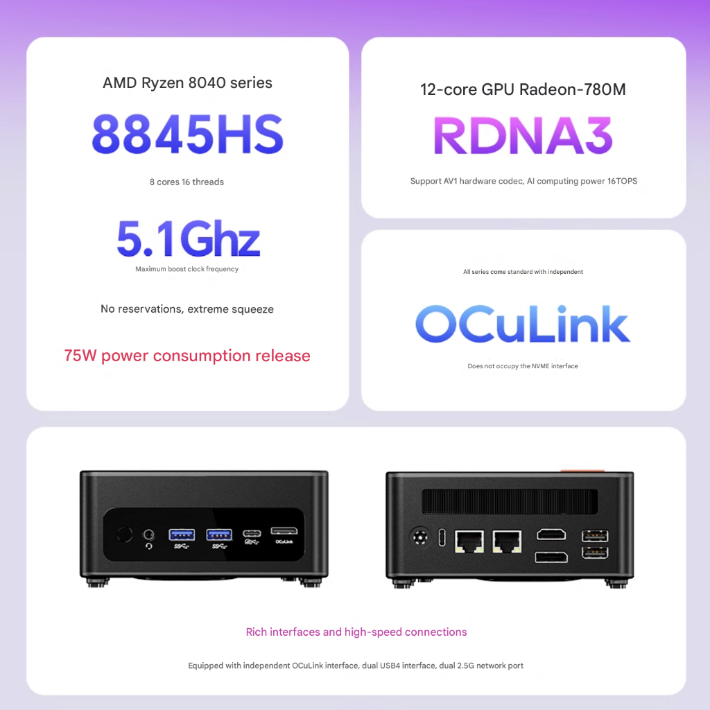 Mini PC AooStar GEM 12 Pro Max/Plus/+Pro R7 8845HS 8745HS GEM12 DDR5 Màn LCD Oculink AMD Radeon 780M | BigBuy360 - bigbuy360.vn