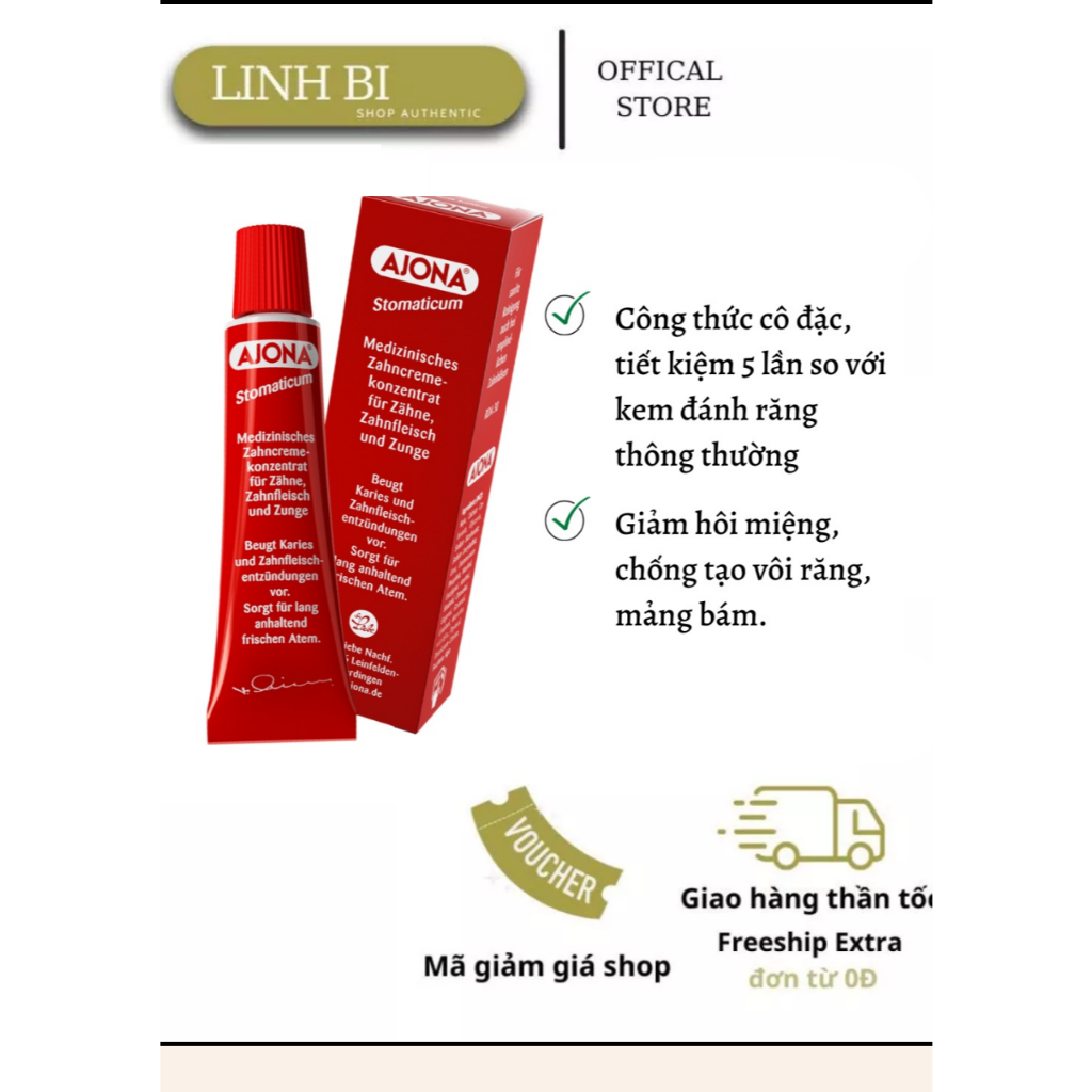 Kem đánh răng y tế AJONA 25 ml đức