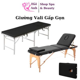 Giường Vali Chân Inox, Giường Vali Chân Gỗ Cao Cấp, Giường Gấp Gọn Dùng Cho Spa Chăm Sóc Da, Phun Xăm, Nối Mi, Massage
