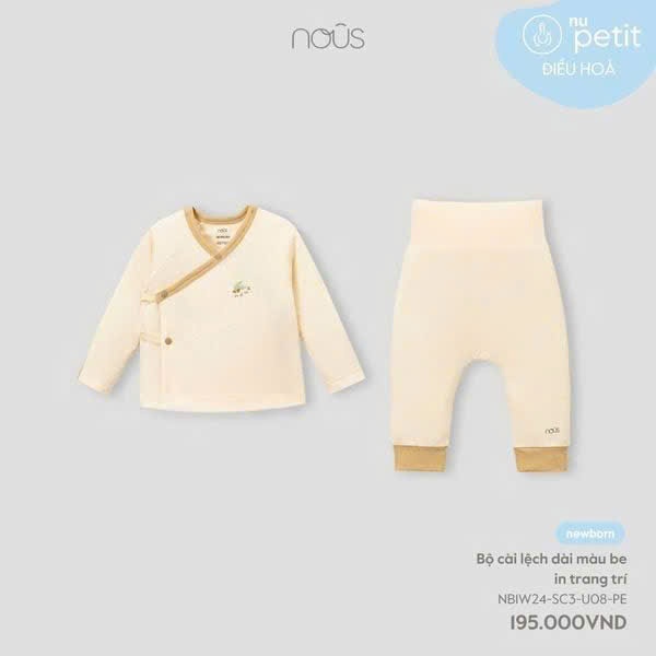 NOUS -Bộ cài lệch Newborn cho bé sơ sinh chất liệu mềm mại,êm ái cho bé (0-9M)