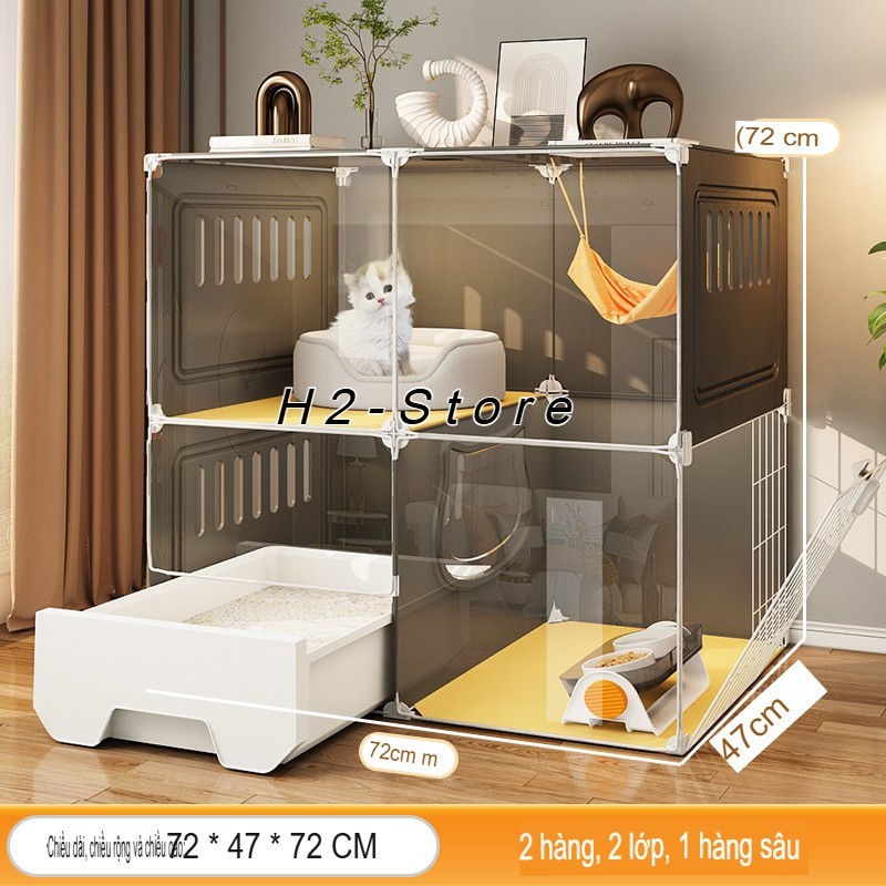 Chuồng Mèo Cao Cấp Mã CM30 – Khung Thép Chắc Chắn, Ngăn Kéo Cát Khử Mùi Xịn Xò