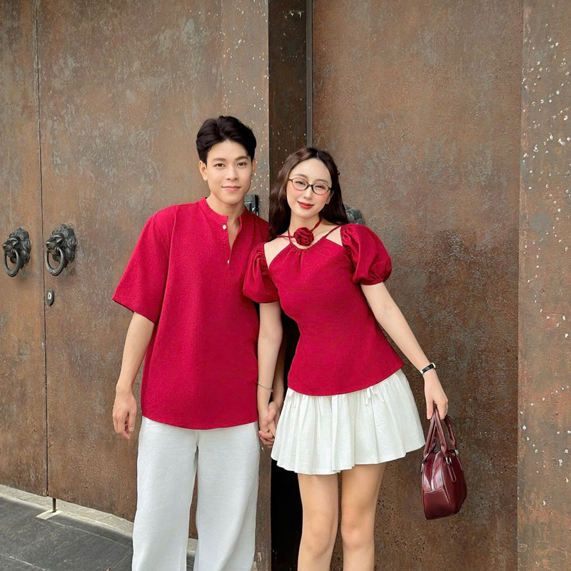 Set áo đôi nam nữ đồ đôi gia đình chụp ảnh noel đón Tết mới 2025