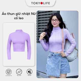 [ Dáng ngắn ] Áo thun giữ nhiệt nữ TOKYOLIFE cổ leo dáng ôm body chất liệu co giãn thanh lịch C9TSH534Q/ 40002340