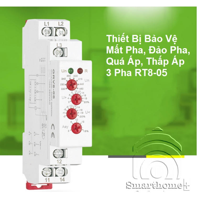 Công Tắc Bảo Vệ Mất Pha, Đảo Pha, Quá Áp, Thấp Áp 1 Pha/ 3 Pha RT8