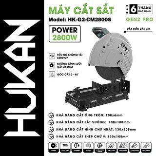  Máy Cắt Sắt HUKAN HK-MCS2800W Đế Dày Công Suất Lớn 2800w Tặng Đĩa Cắt 355mm 