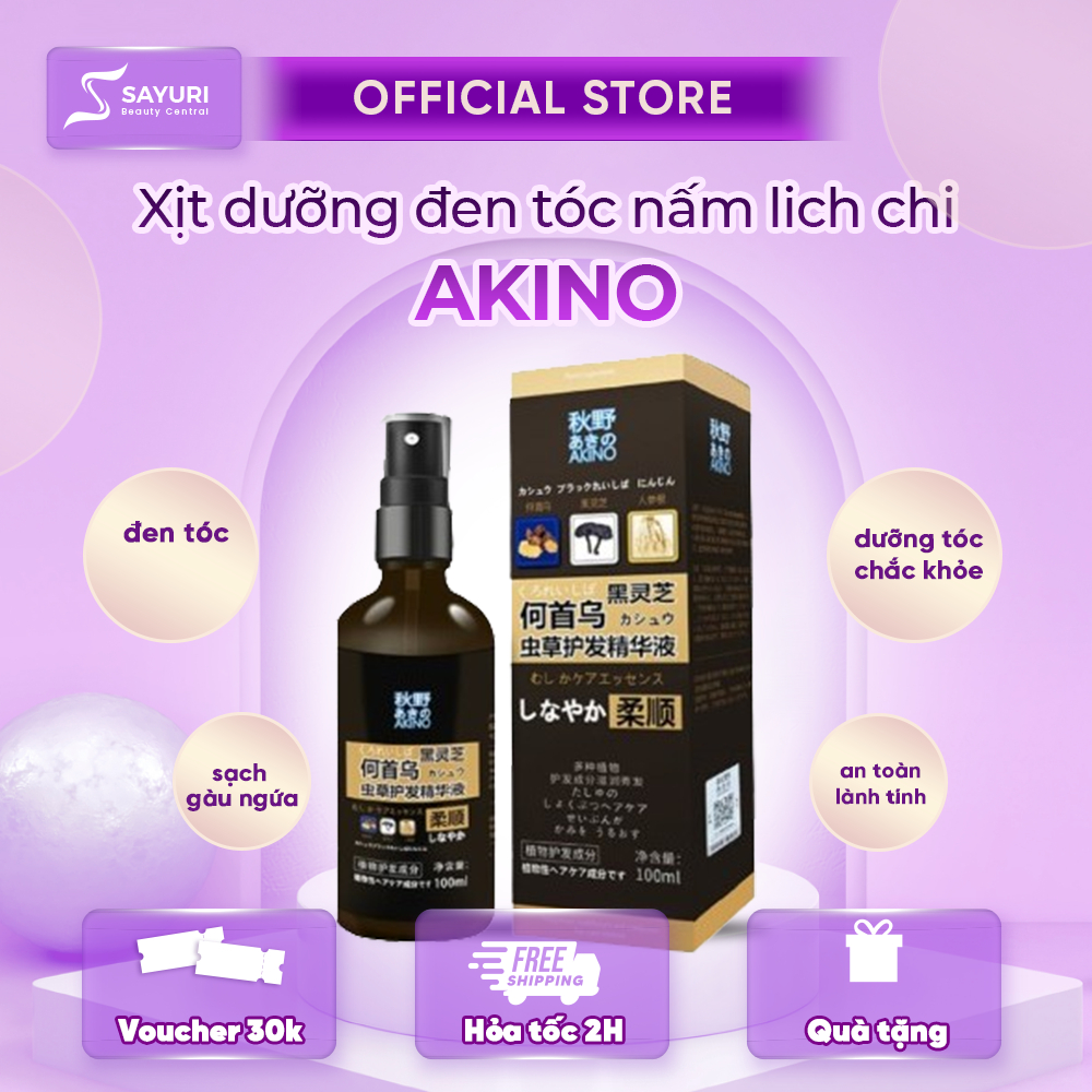Xịt Nấm Linh Chi Hỗ Trợ Mọc Tóc Akino Nhật Bản - Sản Phẩm Akino Giúp Mái Tóc Đen Mượt, Không Lo Về B