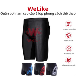 Quần bơi nam Welike - Đồ bơi nam 2 lớp cao cấp sexy đùi lửng phong cách thể thao co dãn 4 chiều chống thấm nước giá rẻ