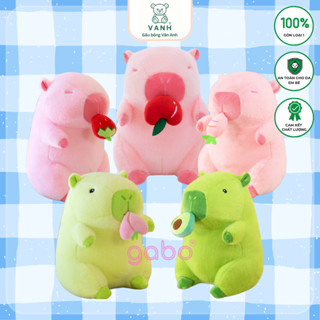 Gấu nhồi bông Capybara rút trái cây, chuột lang hồng rút táo, có dây rút quà tặng valentine cute K10T2