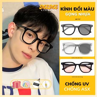  Mắt kính đổi màu nam nữ vuông to chống ánh sáng xanh UV bụi gọng TR90 cao cấp thời trang phong cách Mắt Kính MEME Y17 
