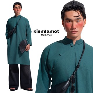 Áo dài ngũ thân Kiếm Là Mốt Minh Viễn màu xanh cổ vịt vải linen không bao gồm quần - Menswear