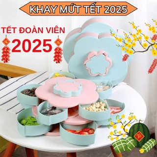 Hộp đựng mứt ,Khay Mứt, Bánh Kẹo Tết Hình Bông Hoa 2 Tầng 10 Cánh, Có Khe Cắm Điện Thoại, Đa Năng Tiện Dụng SALE