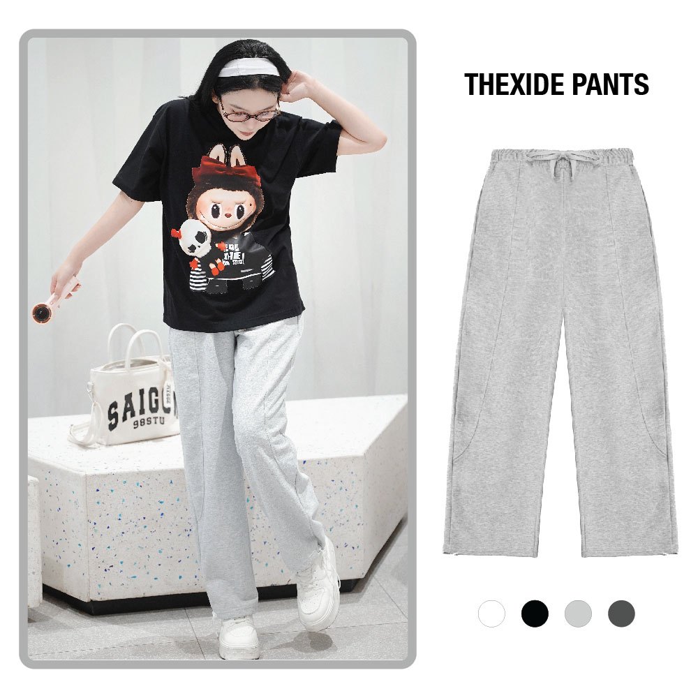 XẢ Quần Nỉ thể thao nam nữ ống xuông dây rút THE XIDE chất nỉ bông