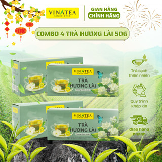 Combo 4 trà lài khối lượng 50g, trà túi lọc 1 hộp 25 túi, trà xanh giải nhiệt, trà Vinatea sạch