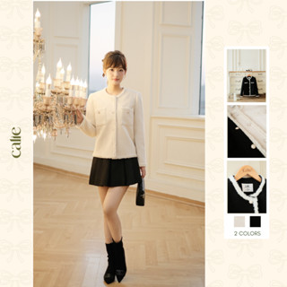 Áo khoác dạ phối dây kim tuyến, chất liệu dạ ép lông cừu cao cấp nhẹ, ấm thời trang thiết kế Calie Ak081